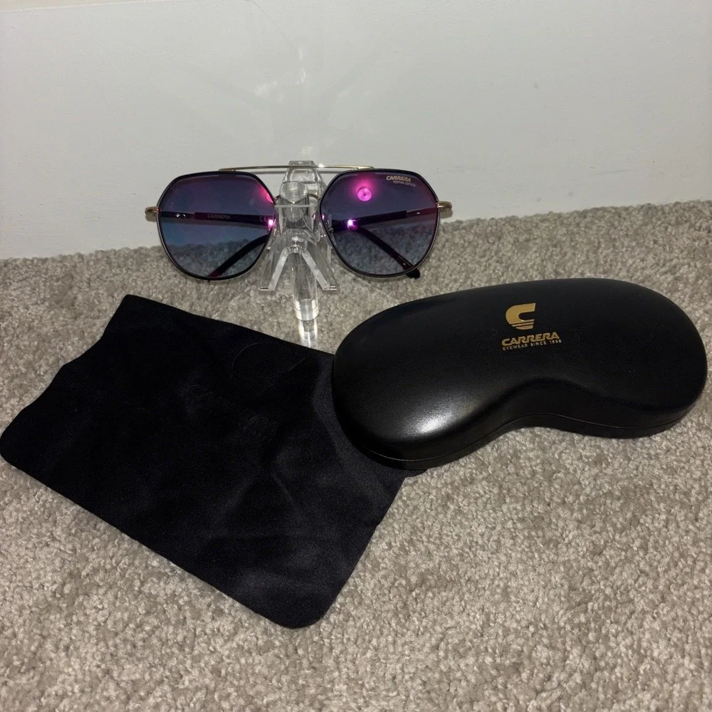 New Carrera 303/S Festival Edition Sunglasses Gold Blue Red $148 Unisex Aviator